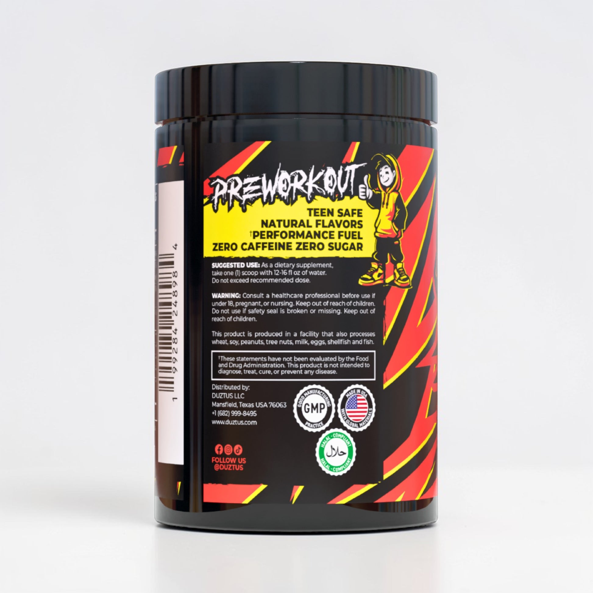 DUZTUS Pre Workout Supplement Facts Label Sports Nutrition